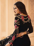 SA-107 BLACK SAJJAN ALAAMIN PUNJABI STYLE ANARKALI OUTFIT - Asian Party Wear