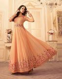 SA-108 ORANGE SAJJAN ALAAMIN PUNJABI STYLE ANARKALI OUTFIT - Asian Party Wear