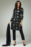 BLACK INDIAN BOLLYWOOD FLORAL PRINTED SALWAR KAMEEZ - Asian Party Wear