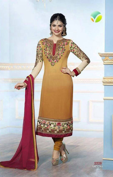 MUSTARD KASEESH PRACHI PARTY WEAR SHALWAR KAMEEZ - Asian Party Wear