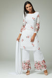 WHITE FLORAL PRINTED DESIGNER READYMADE SALWAR SUIT - Asian Party Wear