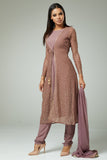 DEEP MAUVE INDIAN WEDDING JACKET STYLE READYMADE DRESS - Asian Party Wear