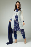 CLASSIC BLUE FLORAL PRINTED JACKET STYLE SALWAR SUIT - Asian Party Wear