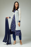 CLASSIC BLUE FLORAL PRINTED JACKET STYLE SALWAR SUIT - Asian Party Wear