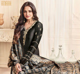 Black Straight Indian Party Wear Churidar Suit - Asian Party Wear