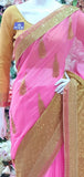 PINK AND GODL CHIFFON GEORGETTE PARTY WEAR SAREE - Asian Party Wear