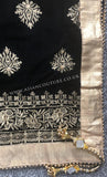 Royal Black Heavy Diamonte Embroidered Velvet Shawl - Asian Party Wear