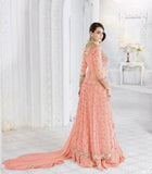 7210-C LIGHT PEACH GLOSSY SAPPHIRE WEDDING WEAR DESIGNER DRESS - Asian Party Wear