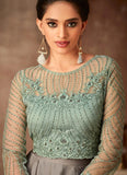 Green & Grey Wedding Wear Lehenga Dress - Asian Party Wear