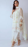 White Pakistani Designer Net Georgette Dress - Asian Party Wear