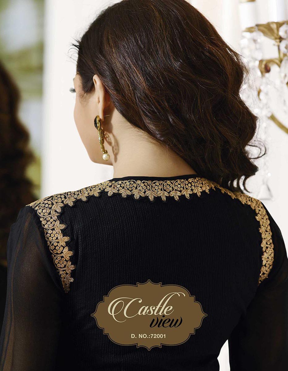 Indian Dress - Buy Black Slit Style Zari Embroidered Anarkali Pants Suit In  USA, UK, Canada, Australia, Newzeland online