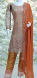 NUDE & ORANGE PEEL DESIGNER READYMADE CHIFFON SALWAR SUIT - Asian Party Wear