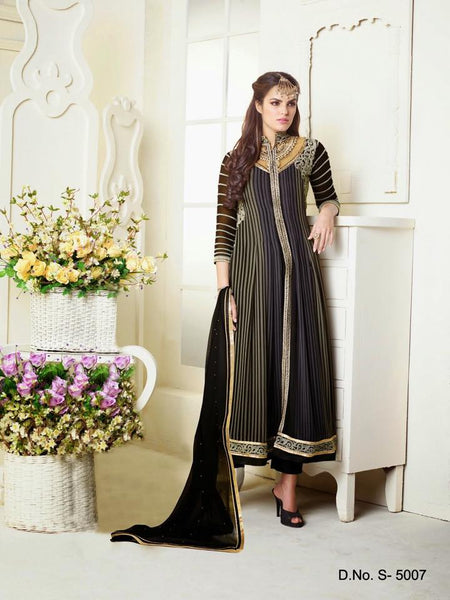 5007 BLUE AND BLACK SHAZIYA PARTY WEAR SALWAR KAMEEZ SUIT - Asian Party Wear