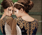 NK11013 - Gold and Blue FALL OF CHARM by Nakkashi Designer Wear Dress - Asian Party Wear