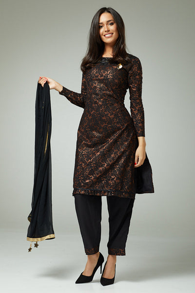 BLACK BOLD INDIAN READY TO WEAR SALWAR KAMEEZ - Asian Party Wear