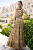 Bridal Wedding Dress Beige Heavy Embroidered Anarkali Suit - Asian Party Wear