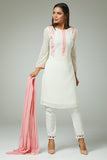 WHITE READYMADE PAKISTANI PEPLUM STYLE (FROCK) - Asian Party Wear