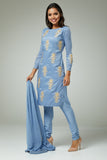 SERENITY BLUE INDIAN PARTY WEAR READYMADE SUIT - Asian Party Wear