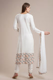 DELICATE WHITE STRAIGHT CUT SALWAR KAMEEZ SUIT - Asian Party Wear