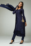 ECLIPSE NAVY BLUE READYMADE JACKET DRESS - Asian Party Wear