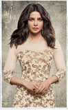 5153-G BEIGE HEROINE STARDIVA PRIYANKA CHOPRA GEORGETTE STRAIGHT CUT SEMI STITCHED SUIT - Asian Party Wear