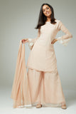 BEIGE READY TO WEAR PAKISTANI PRET WEAR SHARARA SUIT - Asian Party Wear