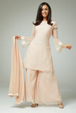 BEIGE READY TO WEAR PAKISTANI PRET WEAR SHARARA SUIT - Asian Party Wear