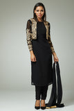 BLACK BEST EID SALWAR SUIT WITH GOLD JACKET - Asian Party Wear