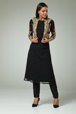 BLACK BEST EID SALWAR SUIT WITH GOLD JACKET - Asian Party Wear