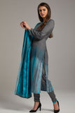 GREY READYMADE PAKISTANI STYLE SALWAR KAMEEZ - Asian Party Wear