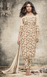 5153-G BEIGE HEROINE STARDIVA PRIYANKA CHOPRA GEORGETTE STRAIGHT CUT SEMI STITCHED SUIT - Asian Party Wear