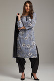 Grey & Black Pakistani Designer Ready To Wear Salwar Kameez - Asian Party Wear