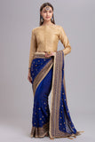 ZACS-117 ROYAL BLUE FULL SLEEVE BLOUSE INDIAN SAREE - Asian Party Wear