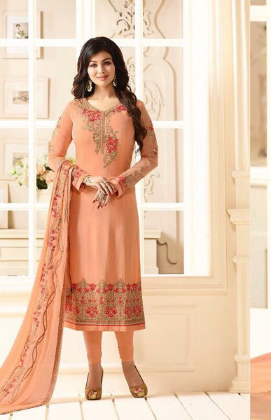 Peachy Orange Salwar kameez Suits - Wedding Dress - Asian Party Wear