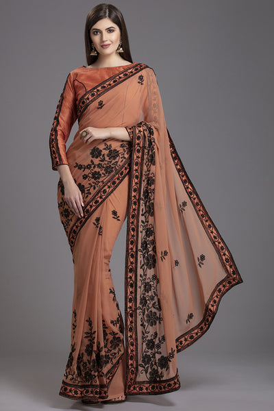 ZAC-875 DUSKY PINK CLASSIC INDIAN STYLE SAREE - Asian Party Wear