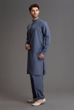 Blue Grey Men Shalwar Kameez Pakistani Designer Fashion Readymade Suit - Asian Party Wear