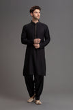 Black Kurta Shalwar Pakistani Menswear Outfit - Asian Party Wear