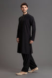 Black Kurta Shalwar Pakistani Menswear Outfit - Asian Party Wear