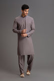 Grey Indian Pakistani Mens Kurta Shalwar Designer Menswear - Asian Party Wear