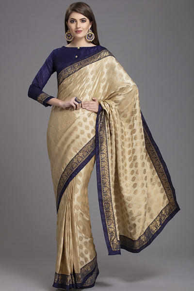 GOLD BANARSI DESIGNER SAREE - Asian Party Wear