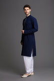 Sophisticated Blue & White Kurta Shalwar Pakistani Designer Menswear - Asian Party Wear