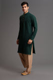 Green & Beige Men's Eid Kurta Shalwar Kameez Indian Menswear - Asian Party Wear