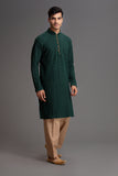 Green & Beige Men's Eid Kurta Shalwar Kameez Indian Menswear - Asian Party Wear