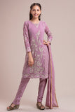 LILAC INDIAN WEDDING WEAR READYMADE GIRLS CHURIDAR SUIT - Asian Party Wear