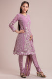 LILAC INDIAN WEDDING WEAR READYMADE GIRLS CHURIDAR SUIT - Asian Party Wear