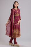 ZCG-52 BURGUNDY INDIAN GIRLS PARTY WEAR REDYAMADE SUIT - Asian Party Wear