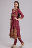 ZCG-52 BURGUNDY INDIAN GIRLS PARTY WEAR REDYAMADE SUIT - Asian Party Wear