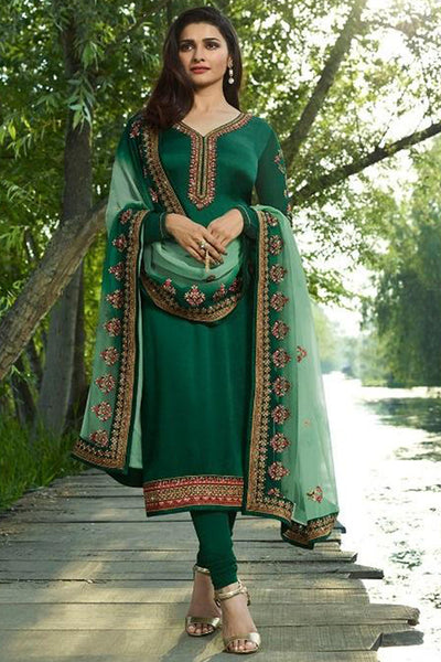 GREEN KASEESH PRACHI GEORGETTE PARTY WEAR CHURIDAAR SUIT - Asian Party Wear