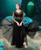 6010 BLACK SHAZIYA SEMI STITCHED DESIGNER GOWN - Asian Party Wear