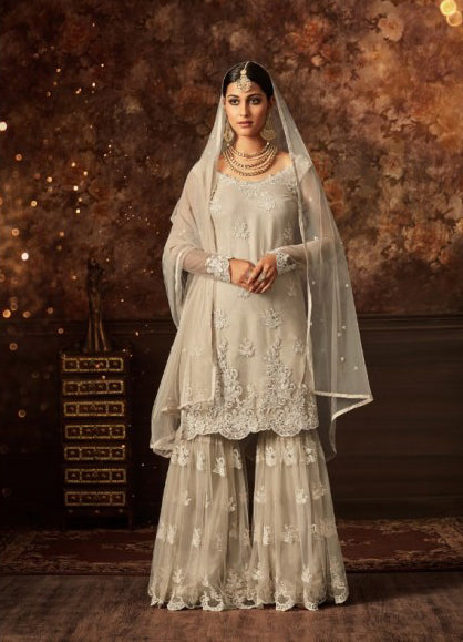 cream indian dress Fitted floor-length cream lehenga